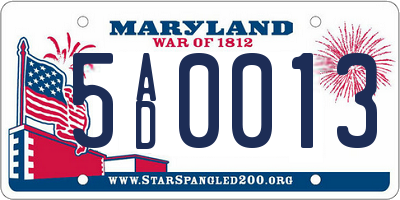 MD license plate 5AD0013