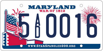 MD license plate 5AD0016