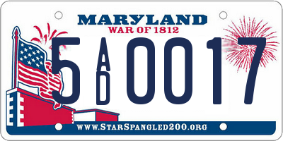 MD license plate 5AD0017