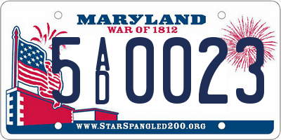 MD license plate 5AD0023