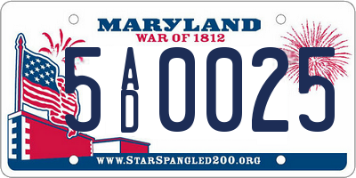 MD license plate 5AD0025