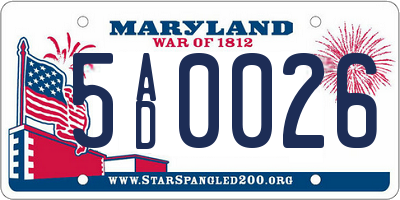 MD license plate 5AD0026