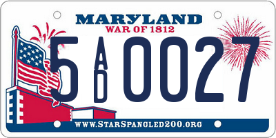 MD license plate 5AD0027