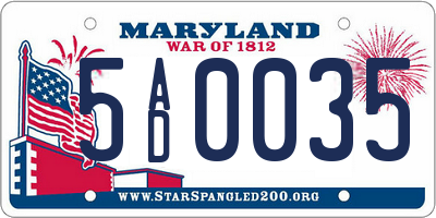 MD license plate 5AD0035