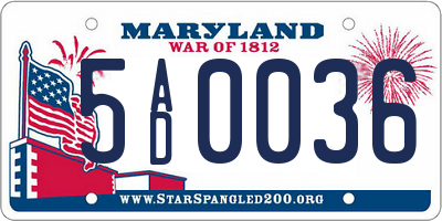 MD license plate 5AD0036