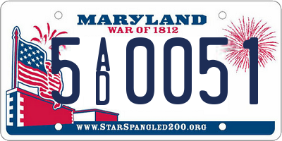 MD license plate 5AD0051