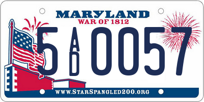 MD license plate 5AD0057