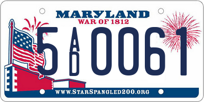 MD license plate 5AD0061