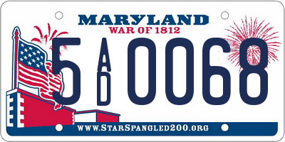 MD license plate 5AD0068