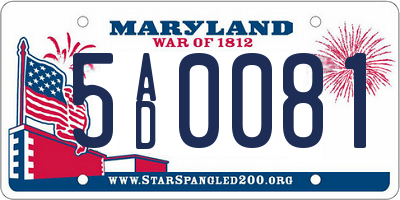 MD license plate 5AD0081