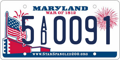 MD license plate 5AD0091