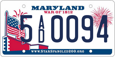 MD license plate 5AD0094
