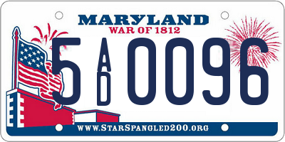 MD license plate 5AD0096