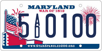 MD license plate 5AD0100