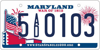 MD license plate 5AD0103