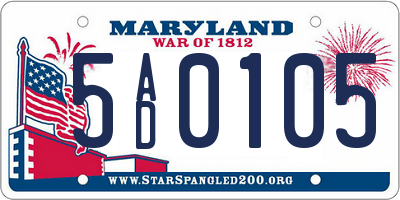 MD license plate 5AD0105