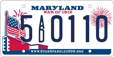 MD license plate 5AD0110
