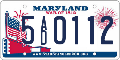 MD license plate 5AD0112