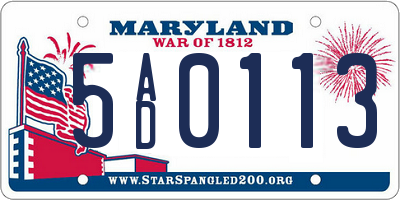 MD license plate 5AD0113