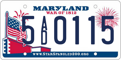 MD license plate 5AD0115