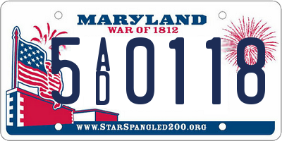 MD license plate 5AD0118