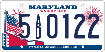 MD license plate 5AD0122