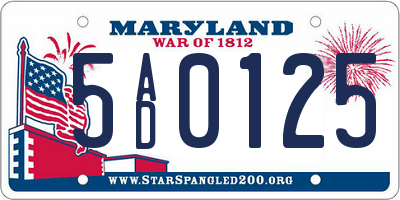 MD license plate 5AD0125