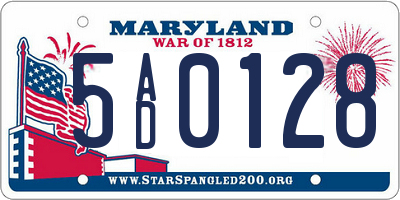 MD license plate 5AD0128