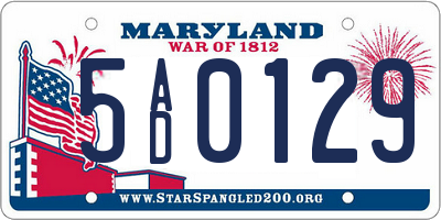 MD license plate 5AD0129