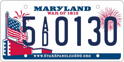 MD license plate 5AD0130