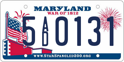 MD license plate 5AD0131