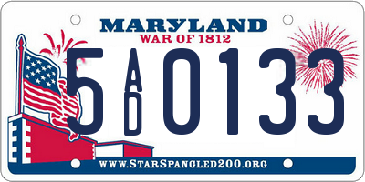 MD license plate 5AD0133