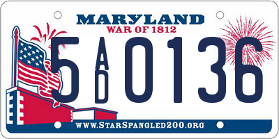 MD license plate 5AD0136