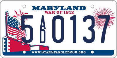 MD license plate 5AD0137