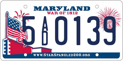 MD license plate 5AD0139