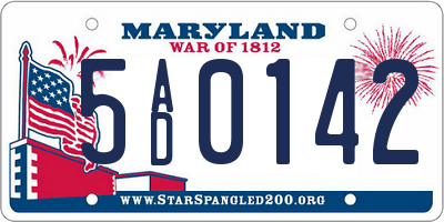 MD license plate 5AD0142