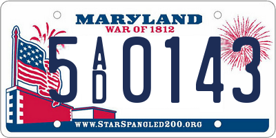 MD license plate 5AD0143