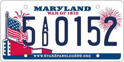 MD license plate 5AD0152