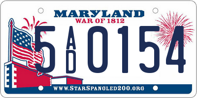 MD license plate 5AD0154