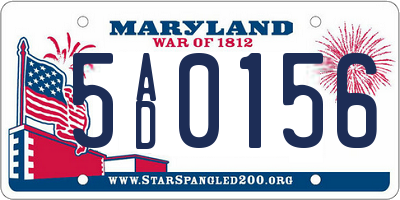 MD license plate 5AD0156