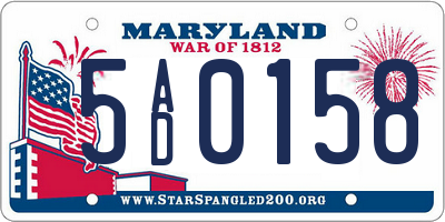 MD license plate 5AD0158