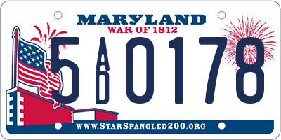 MD license plate 5AD0178