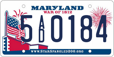 MD license plate 5AD0184