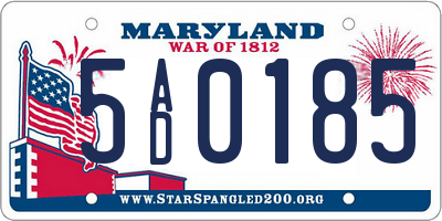 MD license plate 5AD0185