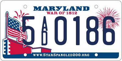 MD license plate 5AD0186