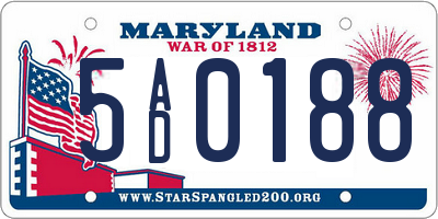 MD license plate 5AD0188