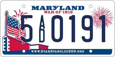 MD license plate 5AD0191
