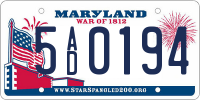 MD license plate 5AD0194