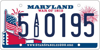 MD license plate 5AD0195