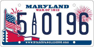 MD license plate 5AD0196